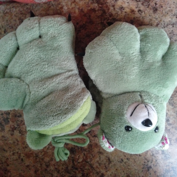 fluffy teddy bear mittens for kids 6-10 Brown - Picture 3 of 4